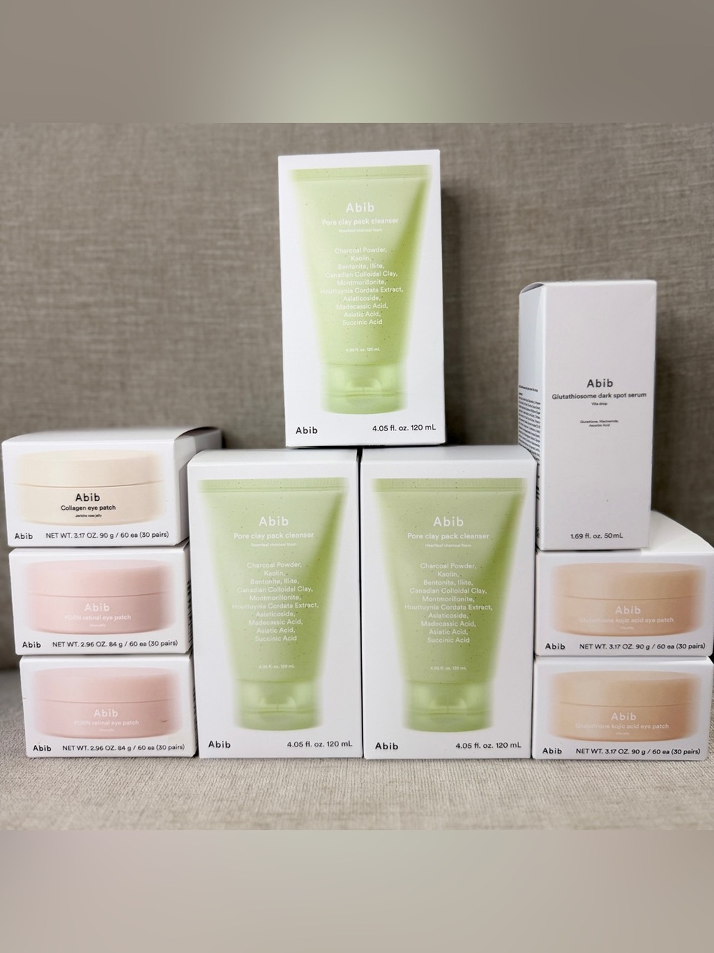 ABIB K-Beauty Skincare Bundle, Pore Clay Cleanser, Eye Patches & Dark Spot Serum